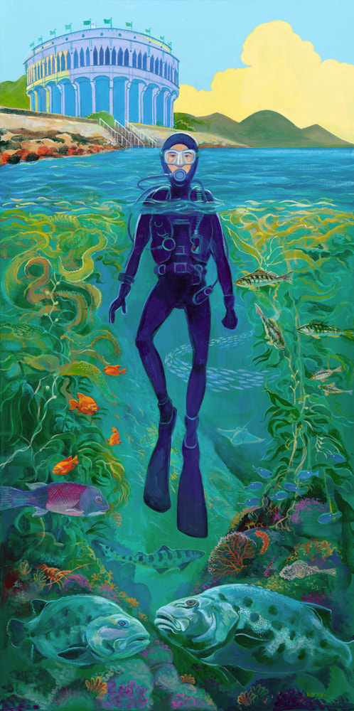 Casino Point - A painting by underwater artist, Stephen Holman 2023. 